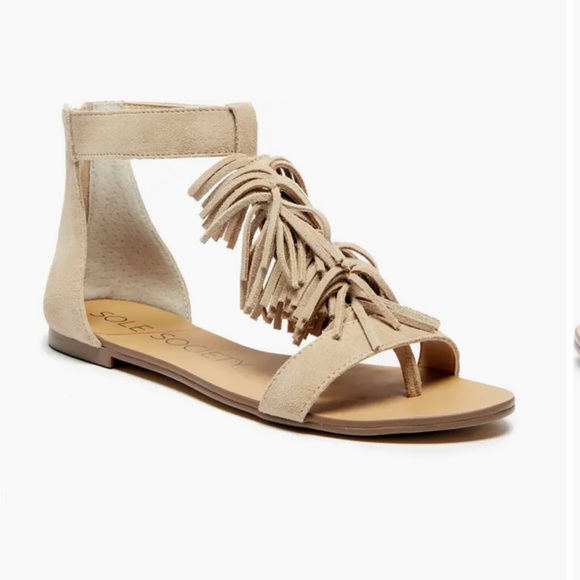 Sole Society pink suede Koa fringe sandals - Picture 2 of 6